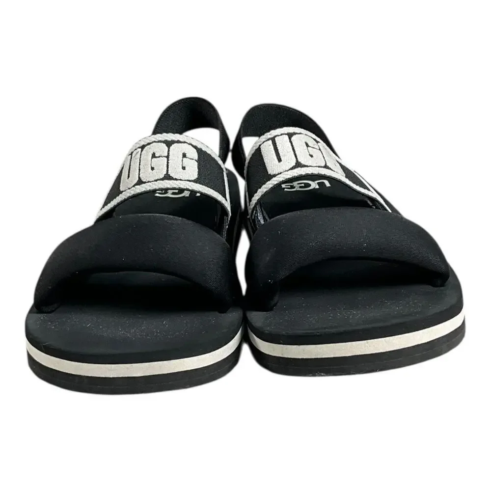 UGG Kids Kazuma Sling Sandals Size 13 Black & White Excellent Condition Summer